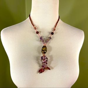 Purple and pink beaded necklace